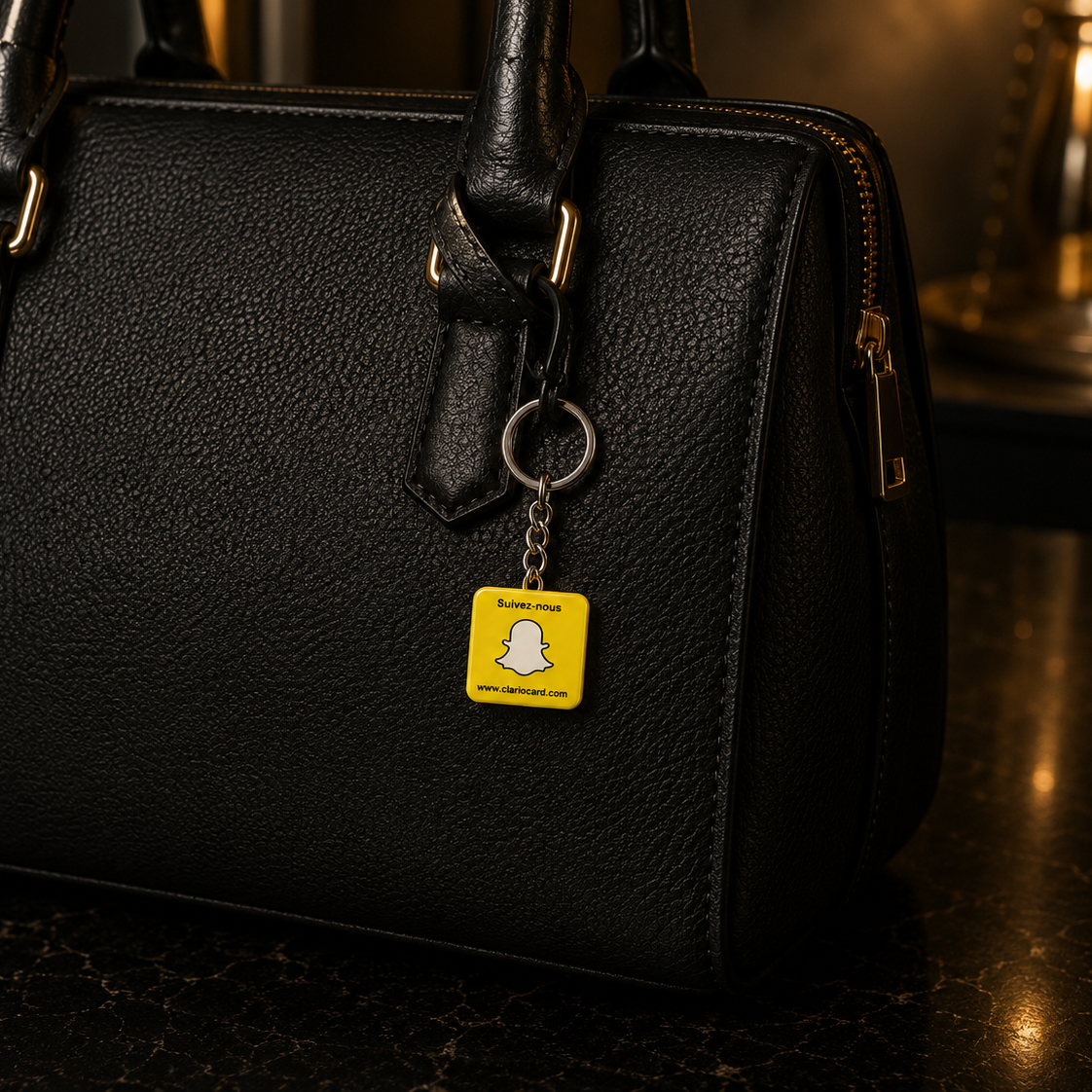 Porte-clés Snapchat NFC ClarioCard — Votre profil toujours avec vous · Sans abonnement