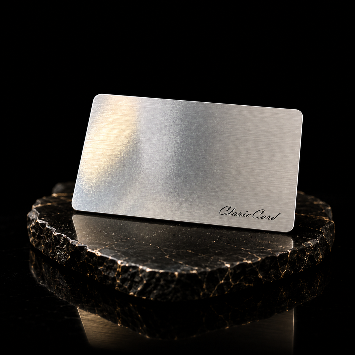 Carte de Visite NFC ClarioCard — 3 Finitions : Noir · Argent · Or · Sans abonnement