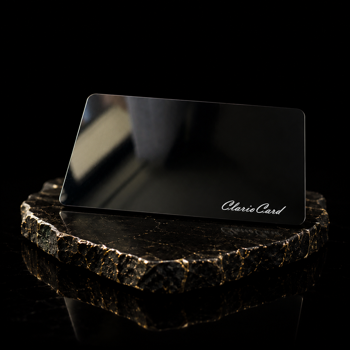 Carte de Visite NFC ClarioCard — 3 Finitions : Noir · Argent · Or · Sans abonnement