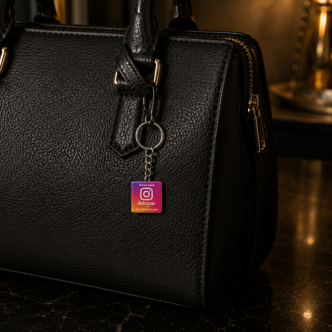 Porte-clés Instagram NFC ClarioCard — Followers en 1 tap · Sans abonnement