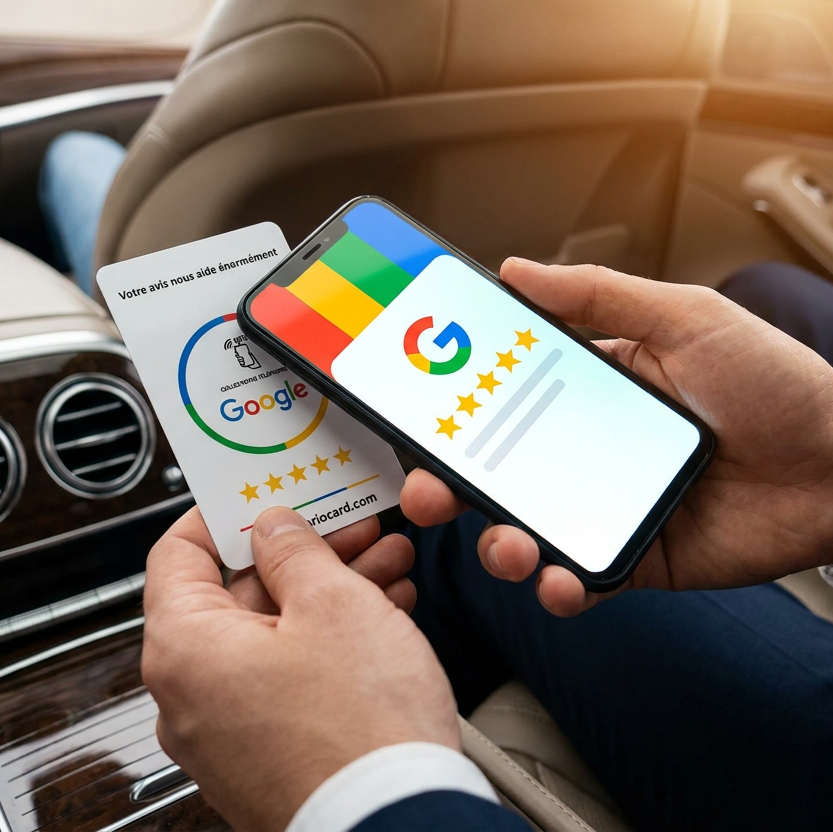 Carte Google Avis NFC ClarioCard — Format carte de crédit · Sans abonnement